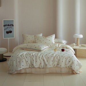 New Design 100% Lyocell Floral Printing Bedding Set Bed Sheets Hot Selling White Bedsheet Set