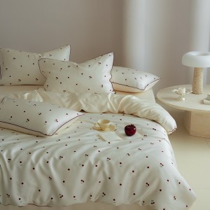 New Design 100% Lyocell Floral Printing Bedding Set Bed Sheets Hot Selling White Bedsheet Set