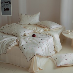 New Design 100% Lyocell Floral Printing Bedding Set Bed Sheets Hot Selling White Bedsheet Set