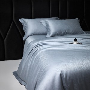 Light luxury senior satin blue 100S cotton bed linen exquisite king size house jacquard comforter cover bedroom bedding set wholesaler