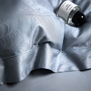 Light luxury senior satin blue 100S cotton bed linen exquisite king size house jacquard comforter cover bedroom bedding set wholesaler
