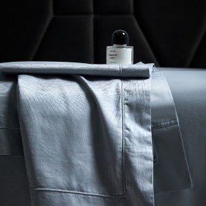 Light luxury senior satin blue 100S cotton bed linen exquisite king size house jacquard comforter cover bedroom bedding set wholesaler