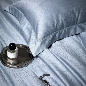 Light luxury senior satin blue 100S cotton bed linen exquisite king size house jacquard comforter cover bedroom bedding set wholesaler