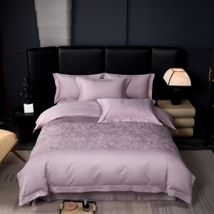 Elegant design full size purple jacquard adult pillowcases luxury 100% cotton sateen comforter cover bedding set supplier