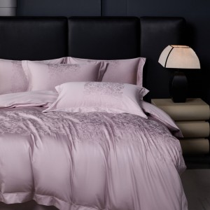 Elegant design full size purple jacquard adult pillowcases luxury 100% cotton sateen comforter cover bedding set supplier