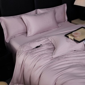 Elegant design full size purple jacquard adult pillowcases luxury 100% cotton sateen comforter cover bedding set supplier