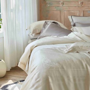 Modern style jacquard home textile silk cotton bed linen beige duvet quilt comforter cover bedding set wholesaler