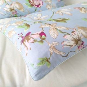 60S Stain Long Staple Cotton Floral Plant Digital Printing Quilt Cover Bed Sheets Pillowcases Blue Bedding Set