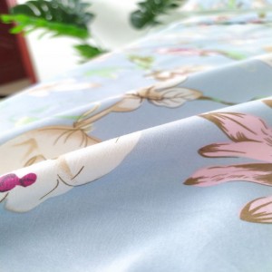 60S Stain Long Staple Cotton Floral Plant Digital Printing Quilt Cover Bed Sheets Pillowcases Blue Bedding Set