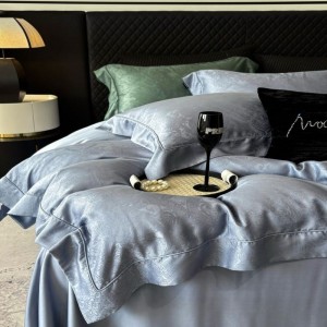 60S Lyocell Jacquard Quilt Cover Blue Bed Sheets Pillowcases 4 Pieces Bedding Set