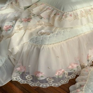 100% Long Staple Cotton Home Textile Lace Embroidery Quilt Duvet Comforter Cover Bed Sheet White Bedding Set
