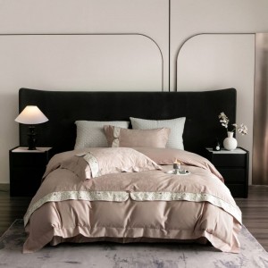 100% Cotton Jacquard Embroidery Quilt Duvet Cover Queen King Bed Sheets Pink Bedding Set