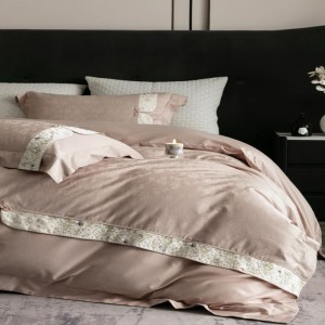 100% Cotton Jacquard Embroidery Quilt Duvet Cover Queen King Bed Sheets Pink Bedding Set