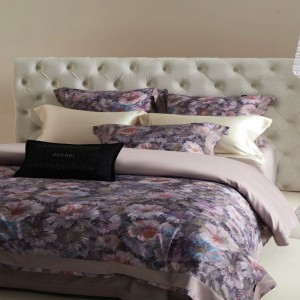 Light Luxury Purple Digital Printing Duvet Cover Queen King 500TC Cotton 4PCS Bed Sheets Bedding Set