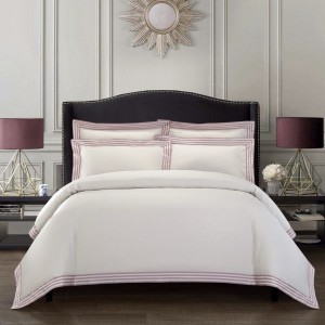 Light luxury home textile pink flat bed sheet super soft 120S Egyptian long staple cotton quilt cover bedding set
