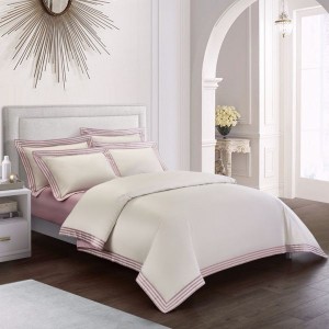 Light luxury home textile pink flat bed sheet super soft 120S Egyptian long staple cotton quilt cover bedding set