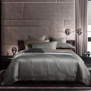 400TC Lyocell Quilt Duvet Cover Grey Bed Sheets Bedding Set