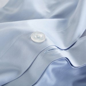 High End Customized Home Hotel Textile Sky Blue Egyptian Cotton Bed Sheets Queen King Bedding Set With Embroidery Logo