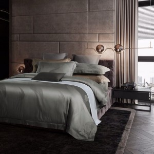 400TC Lyocell Quilt Duvet Cover Grey Bed Sheets Bedding Set