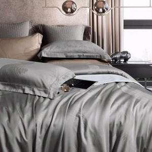 400TC Lyocell Quilt Duvet Cover Grey Bed Sheets Bedding Set