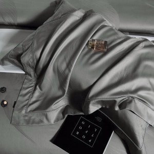 400TC Lyocell Quilt Duvet Cover Grey Bed Sheets Bedding Set