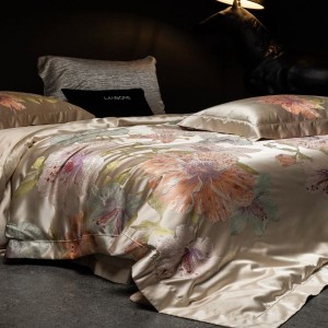 High-precision yarn-dyed brocade lyocell cotton plant flower large jacquard quilt cover high-end four-piece bedding set