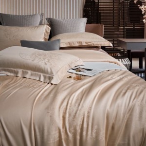 High End Jacquard Duvet Quilt Cover Pink 400TC Lyocell Luxury Bed Sheets Bedding Set