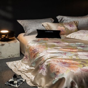 High-precision yarn-dyed brocade lyocell cotton plant flower large jacquard quilt cover high-end four-piece bedding set