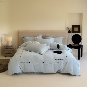 2025 New Winter Milk Velvet Duvet Cover Bed Sheets Super Soft 4PCS Blue Bedding Set