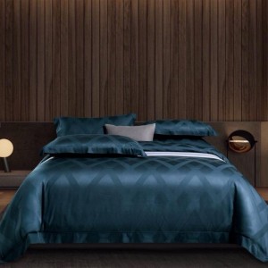 Blue Jacquard Quilt Duvet Comforter Bed Cover Bed Sheets 400TC Lyocell Bedding Set