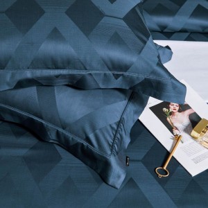 Blue Jacquard Quilt Duvet Comforter Bed Cover Bed Sheets 400TC Lyocell Bedding Set