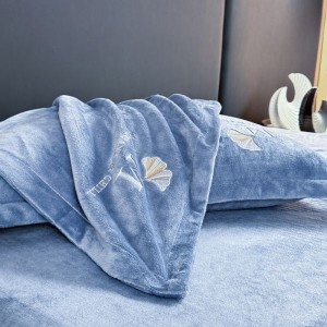 200g milk velvet embroidery comforter cover bed sheets blue home bedding set