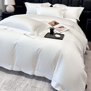 Skin-friendly 100s satin long staple cotton white duvet cover bed sheets bed linen queen king bedding set