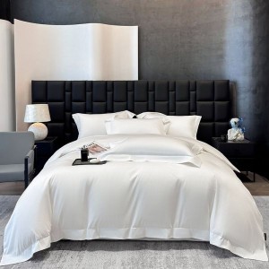 Skin-friendly 100s satin long staple cotton white duvet cover bed sheets bed linen queen king bedding set