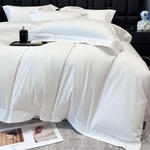 Skin-friendly 100s satin long staple cotton white duvet cover bed sheets bed linen queen king bedding set