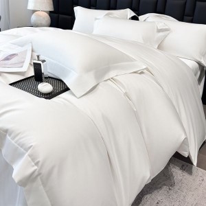 Skin-friendly 100s satin long staple cotton white duvet cover bed sheets bed linen queen king bedding set