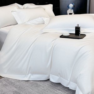 Skin-friendly 100s satin long staple cotton white duvet cover bed sheets bed linen queen king bedding set