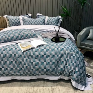 80s cotton sanding digital printing duvet quilt cover super soft bed sheets blue embroidery bedding set