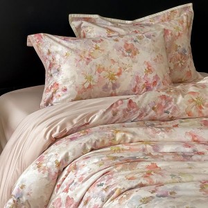 500TC Cotton Floral and Plant Digital Printed Quilt Cover Bed Sheets Pink Four-piece Bedding Set