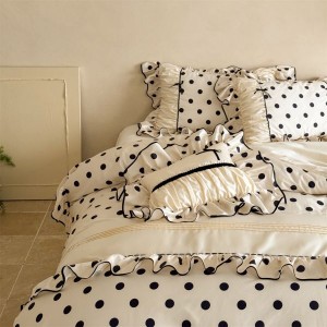 50S Long Staple Cotton Bed Sheets Digital Printing French Style Edge Duvet Comforter Cover Bedding Set