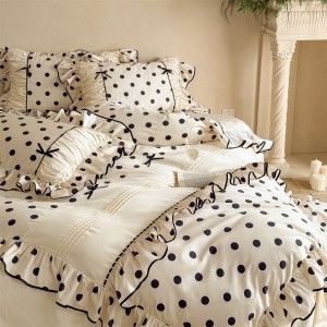 50S Long Staple Cotton Bed Sheets Digital Printing French Style Edge Duvet Comforter Cover Bedding Set
