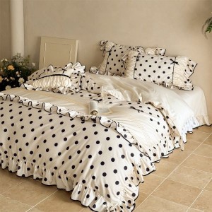 50S Long Staple Cotton Bed Sheets Digital Printing French Style Edge Duvet Comforter Cover Bedding Set