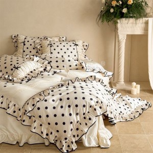 50S Long Staple Cotton Bed Sheets Digital Printing French Style Edge Duvet Comforter Cover Bedding Set