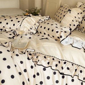 50S Long Staple Cotton Bed Sheets Digital Printing French Style Edge Duvet Comforter Cover Bedding Set