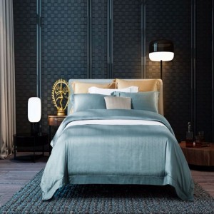 Luxury Blue Jacquard Duvet Cover Bed Linen Pillowcases Queen King Size 500tc Egyptian Cotton Long Staple Cotton Bedding Set