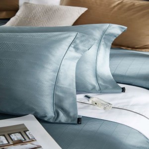 Luxury Blue Jacquard Duvet Cover Bed Linen Pillowcases Queen King Size 500tc Egyptian Cotton Long Staple Cotton Bedding Set