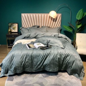 Customized 100% Egyptian Long Staple Cotton Jacquard Duvet Cover Bed Sheets Green Bedding Set