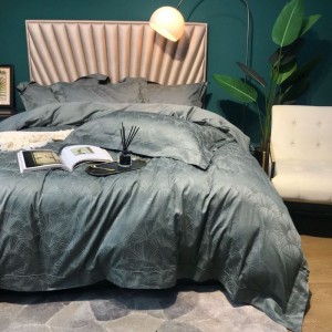 Customized 100% Egyptian Long Staple Cotton Jacquard Duvet Cover Bed Sheets Green Bedding Set