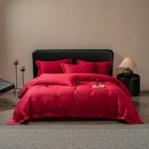 Light Luxury Wedding Bed Sets 500TC Cotton Jacquard Quilt Cover Red Bed Sheets Satin Home Bedding Set
