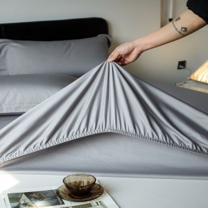 100s Australian cotton fitted sheet solid color gray bed linen ODM/OEM bed sheets bedding set